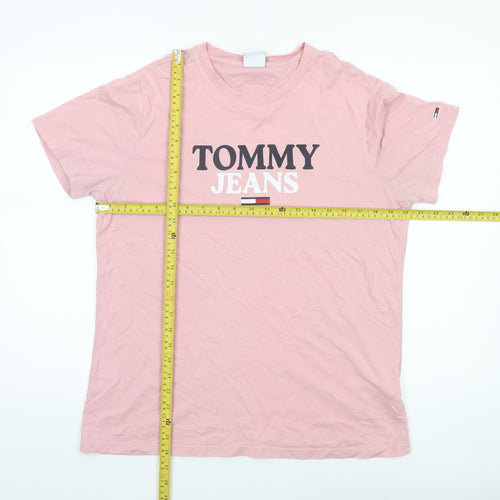 Tommy Jeans Women's Pink Cotton Logo T-Shirt Size L