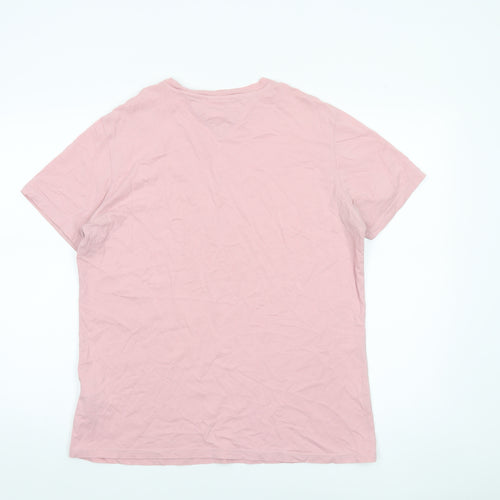 Tommy Jeans Women's Pink Cotton Logo T-Shirt Size L
