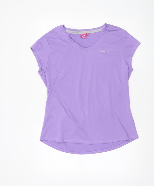 LA Gear Women's Purple V-Neck Short Sleeve T-Shirt Size 18
