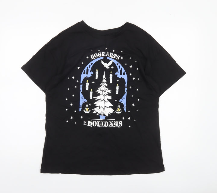 George Women’s Black Harry Potter Christmas T-Shirt Size 10