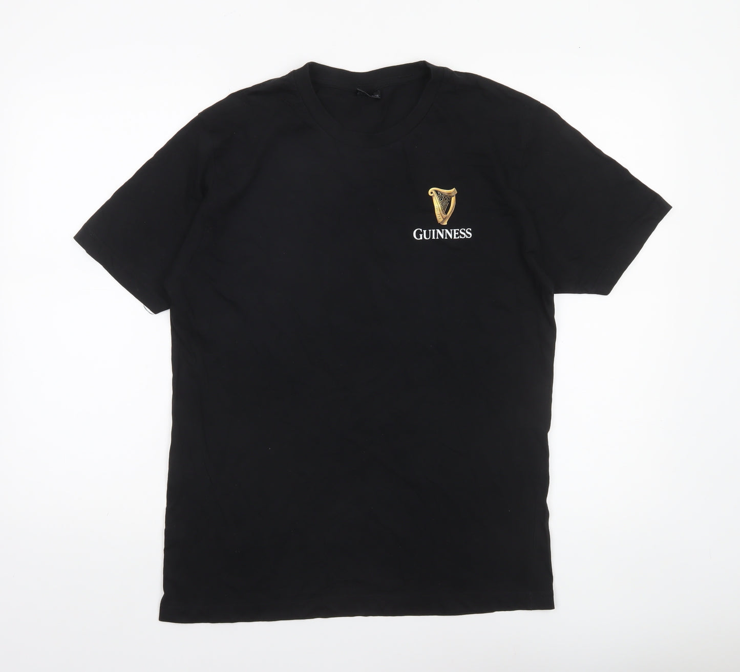 Guinness Men's Black Cotton Short Sleeve Beer Logo T-Shirt Size L
