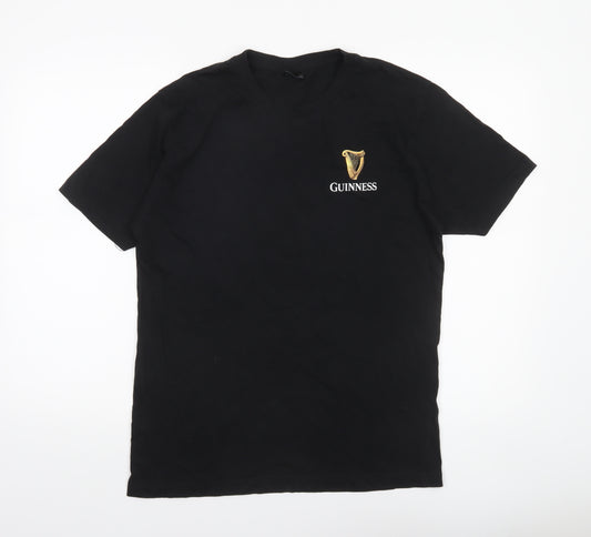 Guinness Men's Black Cotton Short Sleeve Beer Logo T-Shirt Size L
