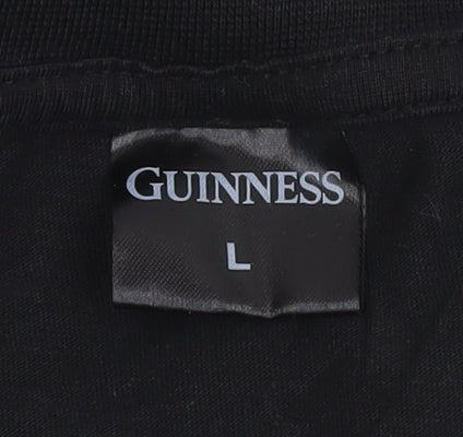 Guinness Men's Black Cotton Short Sleeve Beer Logo T-Shirt Size L