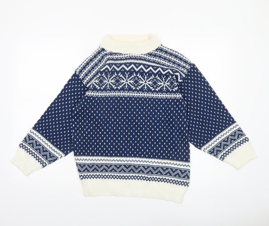 American Pride Women Blue Fair Isle Knit Winter Jumper L