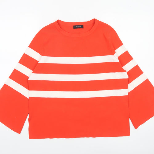 Marks and Spencer Women’s Red Striped Crew Neck Jumper Size 12