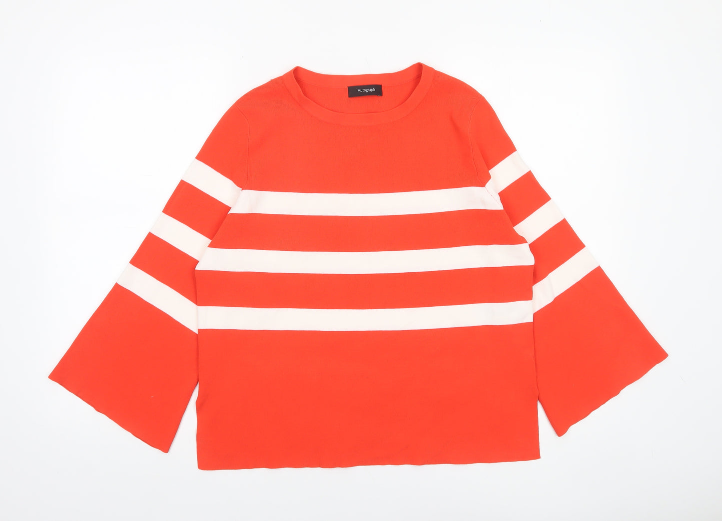 Marks and Spencer Women’s Red Striped Crew Neck Jumper Size 12