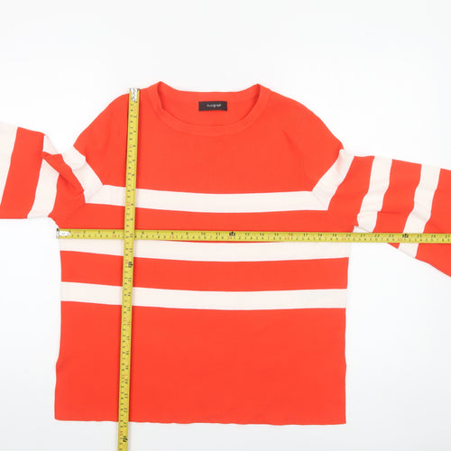 Marks and Spencer Women’s Red Striped Crew Neck Jumper Size 12