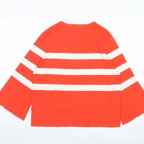 Marks and Spencer Women’s Red Striped Crew Neck Jumper Size 12