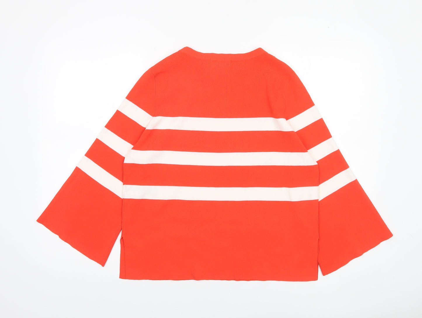 Marks and Spencer Women’s Red Striped Crew Neck Jumper Size 12