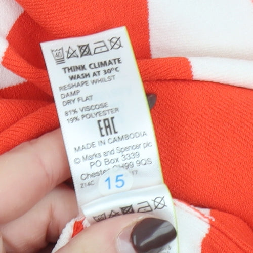 Marks and Spencer Women’s Red Striped Crew Neck Jumper Size 12