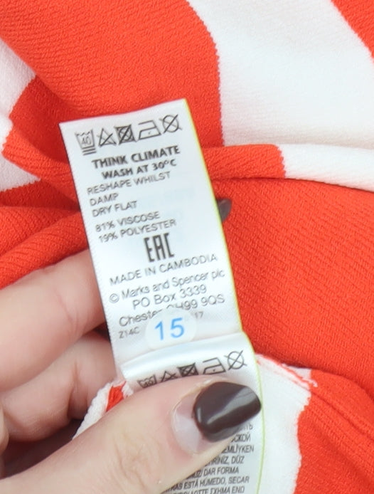 Marks and Spencer Women’s Red Striped Crew Neck Jumper Size 12