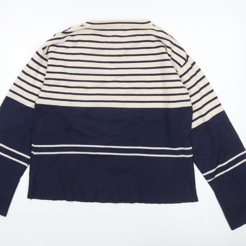 LUC-CE Women's Blue Striped Crew Neck Knit Jumper S
