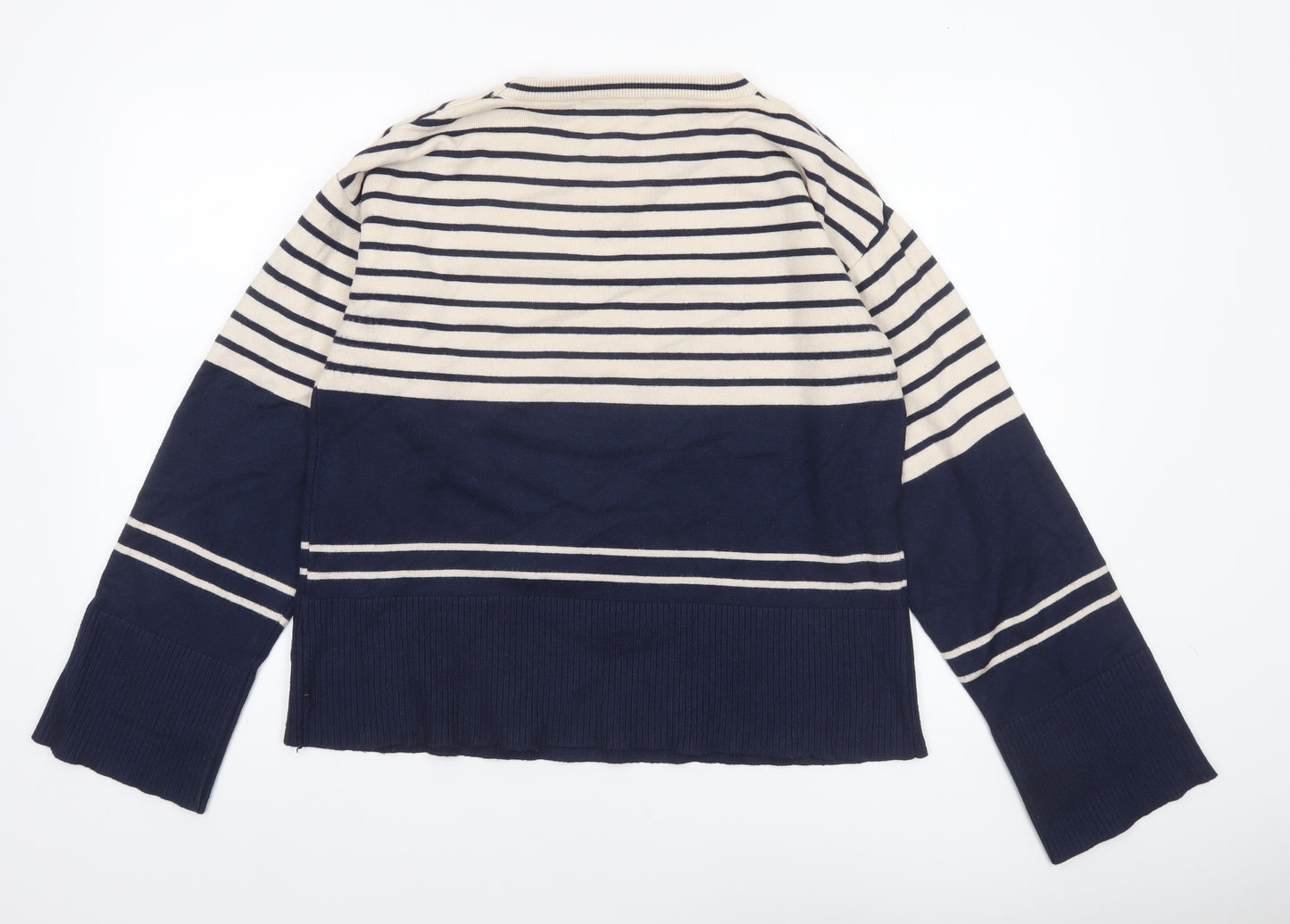 LUC-CE Women's Blue Striped Crew Neck Knit Jumper S
