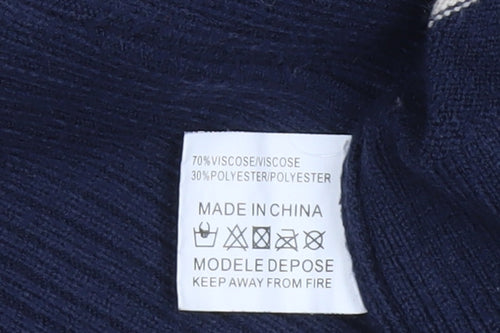 LUC-CE Women's Blue Striped Crew Neck Knit Jumper S