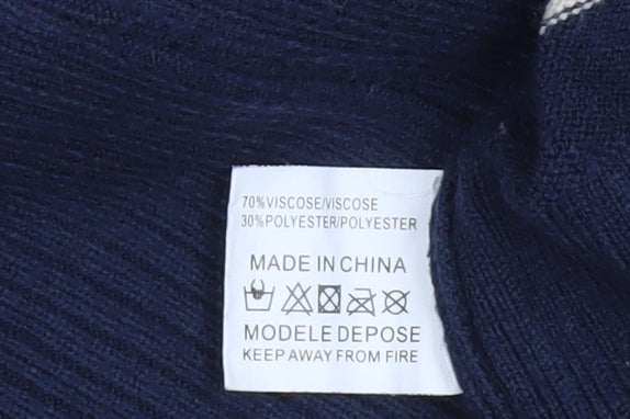 LUC-CE Women's Blue Striped Crew Neck Knit Jumper S