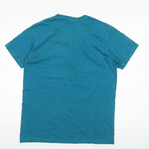 B&C Collection Men Blue Nautical Heartbeat Cotton T-Shirt L