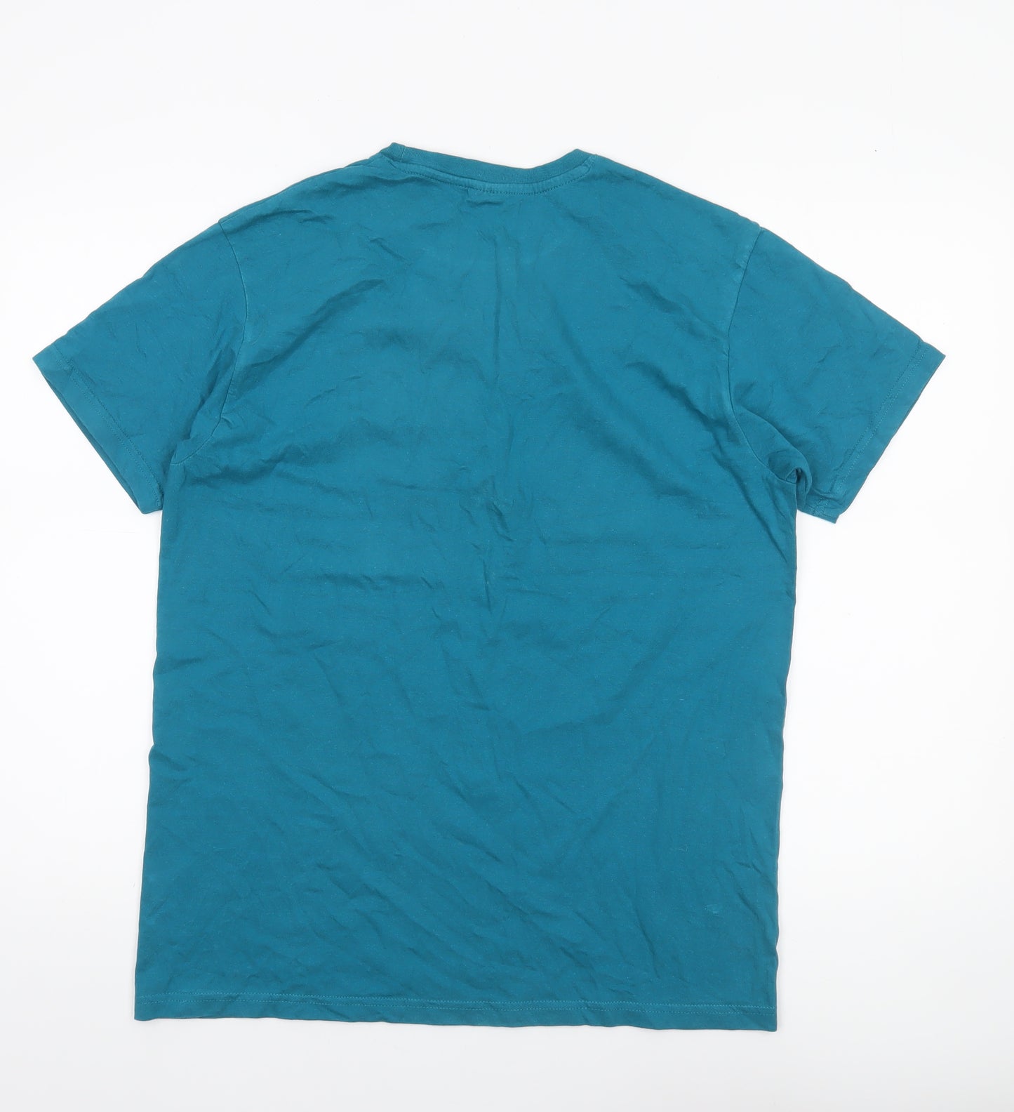 B&C Collection Men Blue Nautical Heartbeat Cotton T-Shirt L