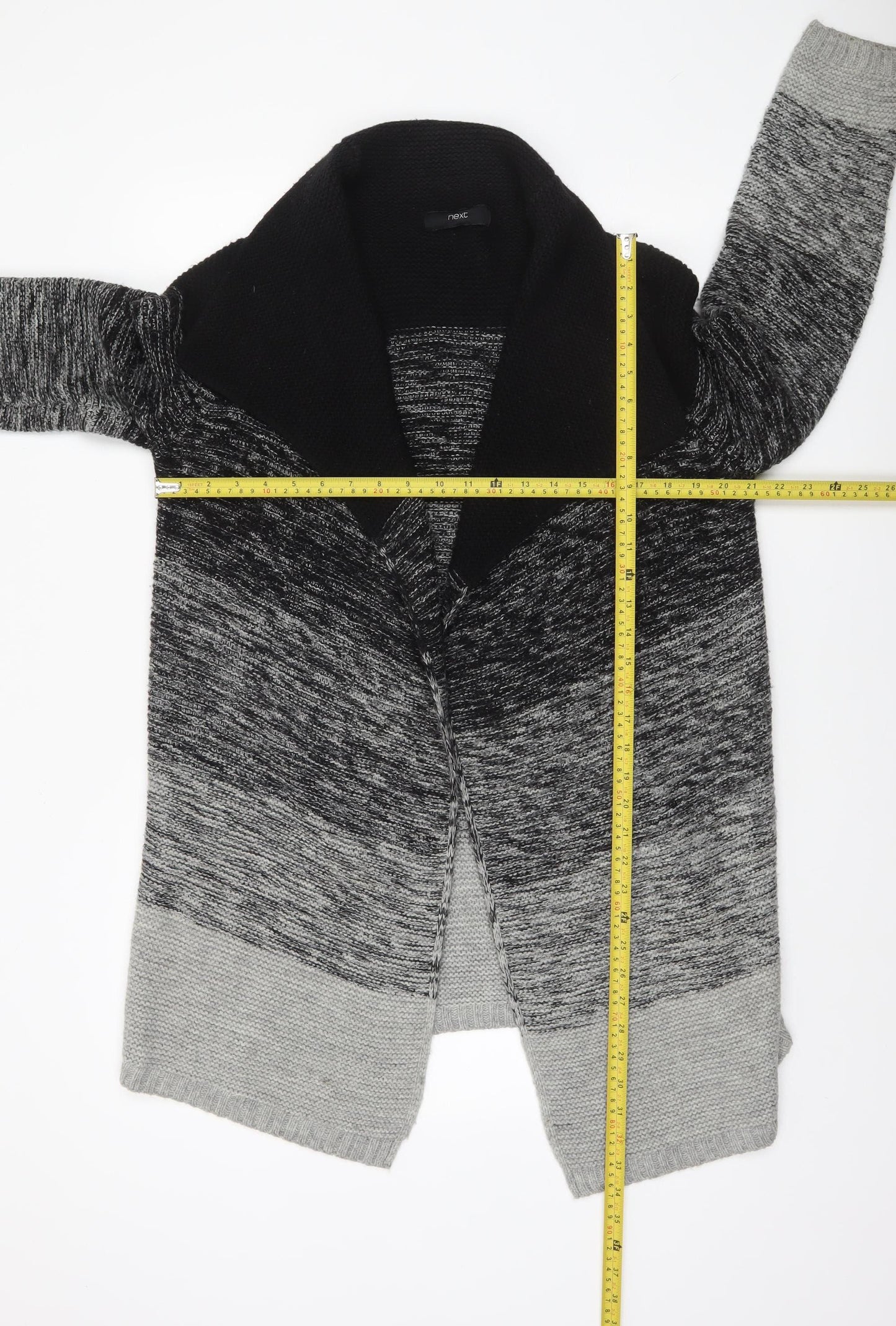 Next Women’s Grey Ombre Chunky Knit Open Cardigan Size 14