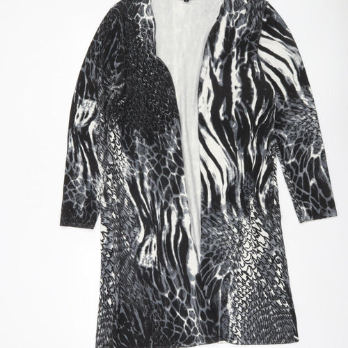 Casamia Exclusive Womens Black Animal Print Long Sleeve Cardigan L