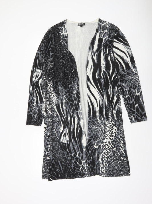 Casamia Exclusive Womens Black Animal Print Long Sleeve Cardigan L