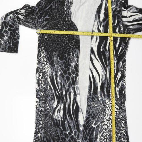 Casamia Exclusive Womens Black Animal Print Long Sleeve Cardigan L