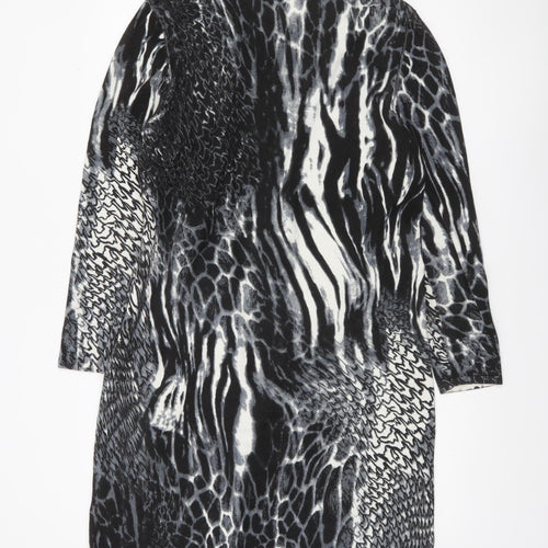 Casamia Exclusive Womens Black Animal Print Long Sleeve Cardigan L