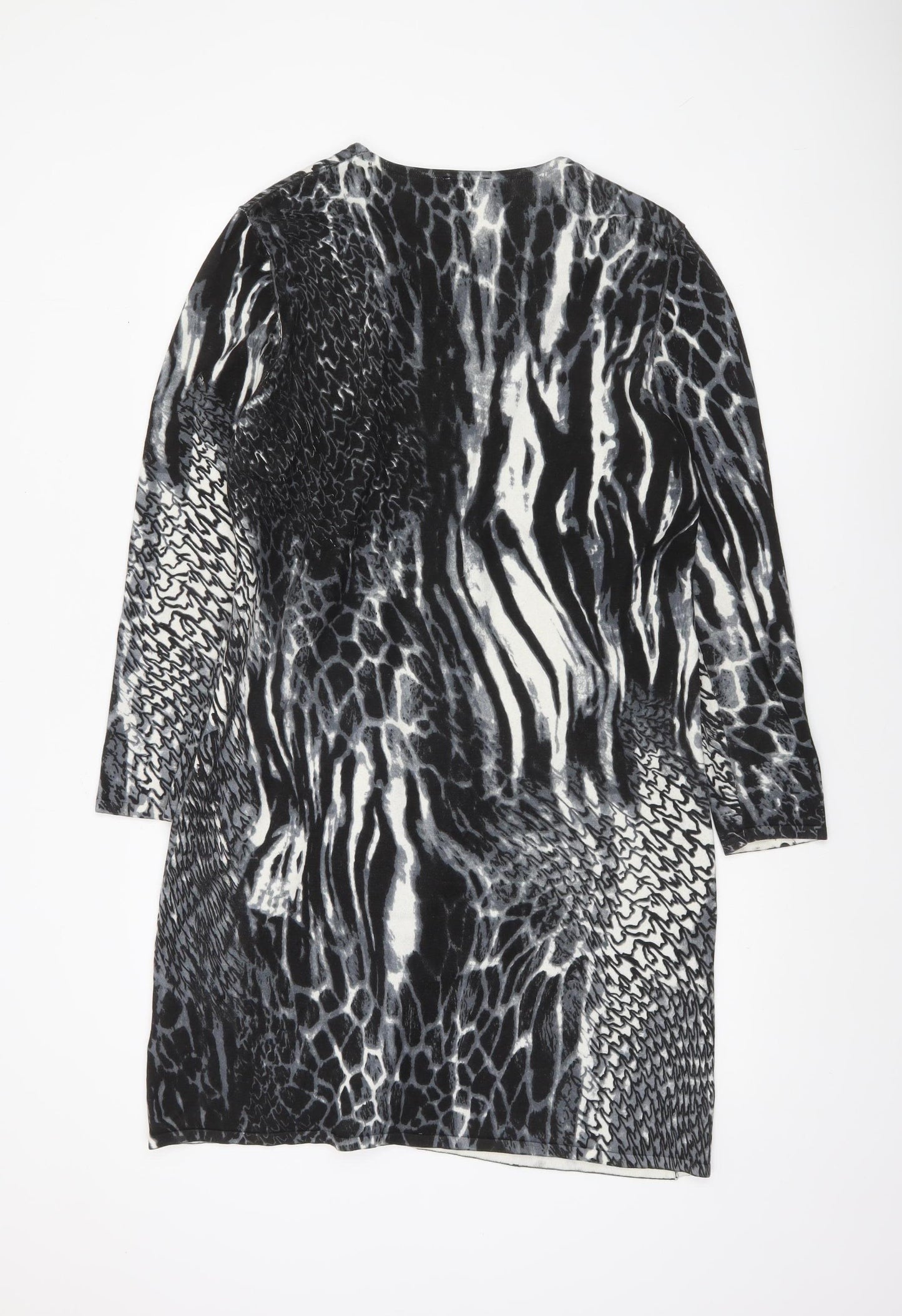 Casamia Exclusive Womens Black Animal Print Long Sleeve Cardigan L