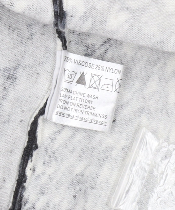 Casamia Exclusive Womens Black Animal Print Long Sleeve Cardigan L