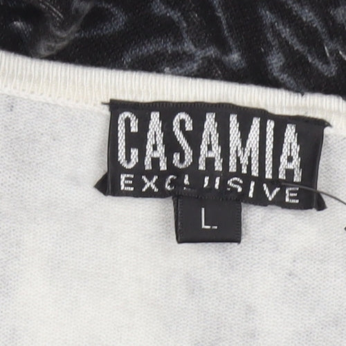 Casamia Exclusive Womens Black Animal Print Long Sleeve Cardigan L