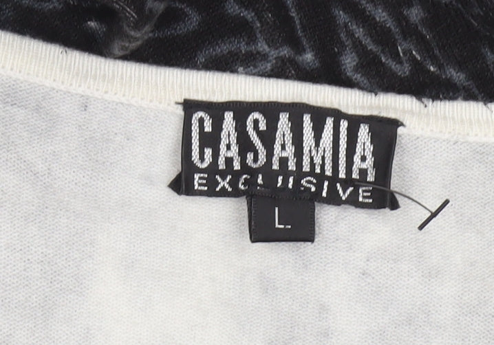 Casamia Exclusive Womens Black Animal Print Long Sleeve Cardigan L