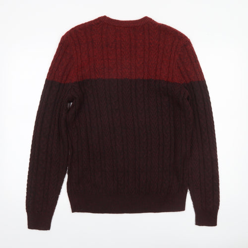 Marks and Spencer Men's Red Cable-Knit Jumper Size M Classic Fit