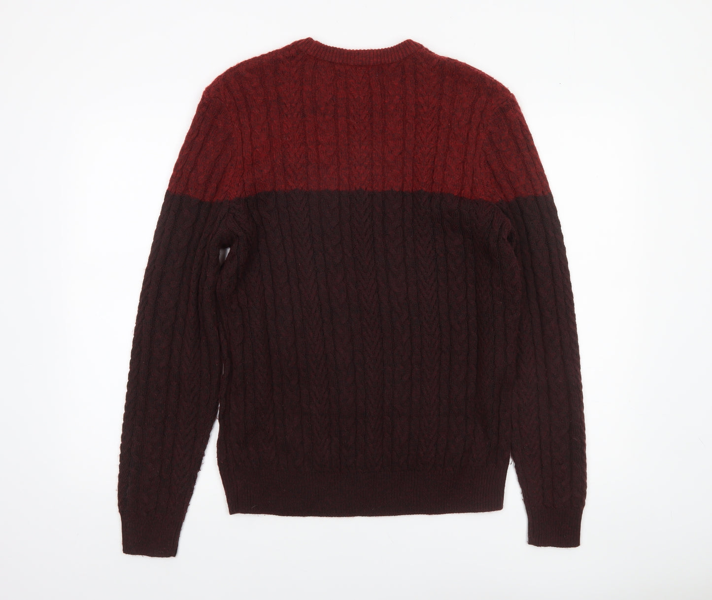 Marks and Spencer Men's Red Cable-Knit Jumper Size M Classic Fit