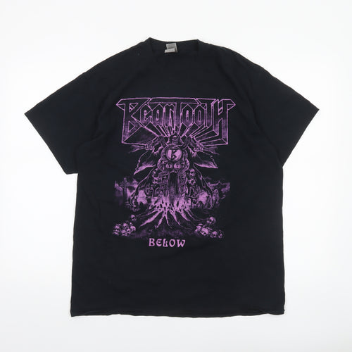 Gildan Men's Black Band Graphic Heavy Cotton T-Shirt Size L