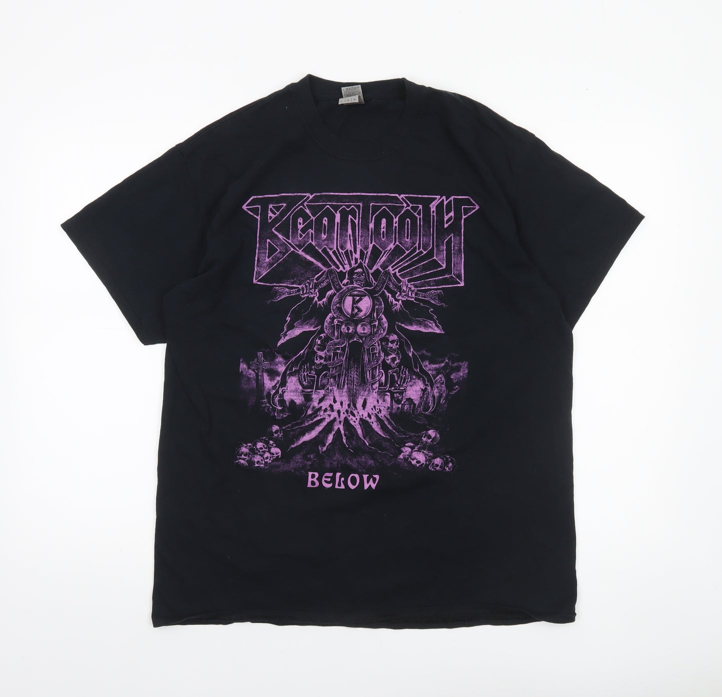 Gildan Men's Black Band Graphic Heavy Cotton T-Shirt Size L