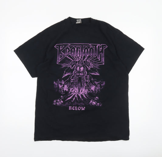 Gildan Men's Black Band Graphic Heavy Cotton T-Shirt Size L