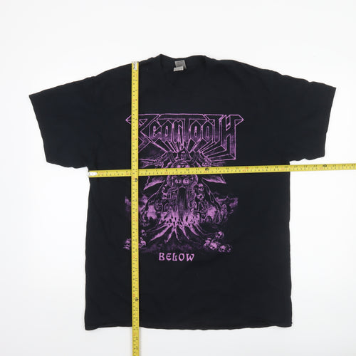 Gildan Men's Black Band Graphic Heavy Cotton T-Shirt Size L