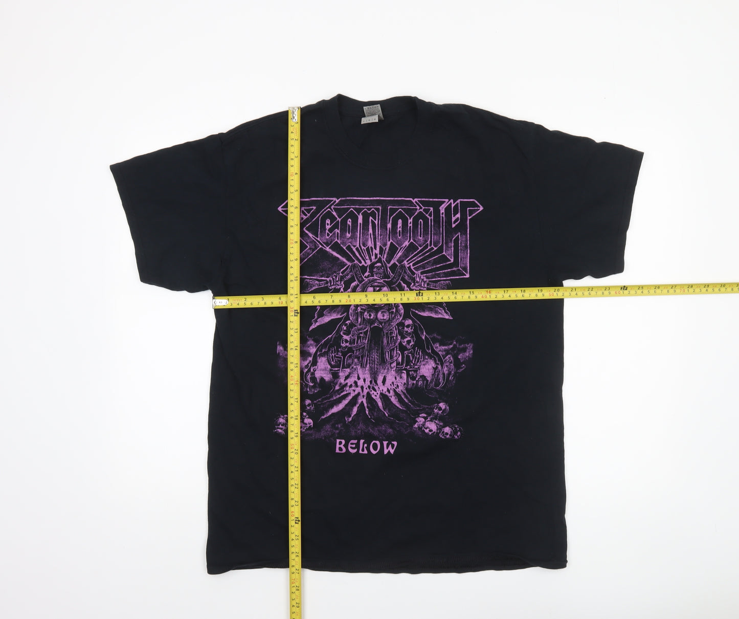 Gildan Men's Black Band Graphic Heavy Cotton T-Shirt Size L