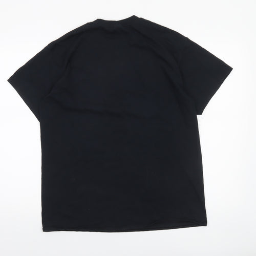 Gildan Men's Black Band Graphic Heavy Cotton T-Shirt Size L