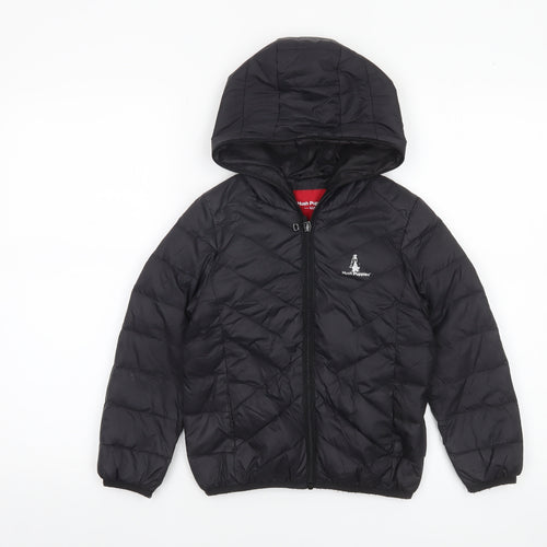 Hush Puppies Boys Black Hooded Puffer Jacket 4-5 Years Warm Quilted Coat
