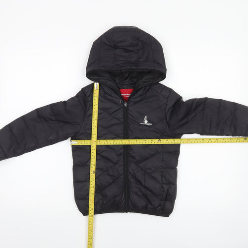 Hush Puppies Boys Black Hooded Puffer Jacket 4-5 Years Warm Quilted Coat