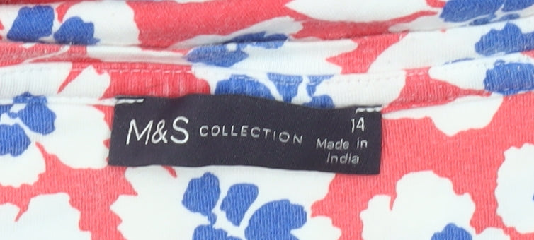 Marks and Spencer Womens Multicoloured Floral Cotton T-Shirt Size 14