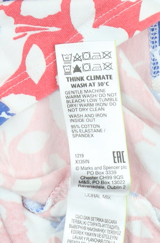 Marks and Spencer Womens Multicoloured Floral Cotton T-Shirt Size 14