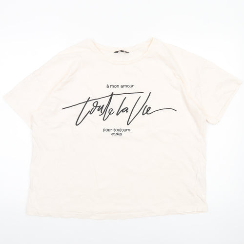 Peacocks Women’s Ivory T-Shirt Size 16 Basic Crew Neck Cotton