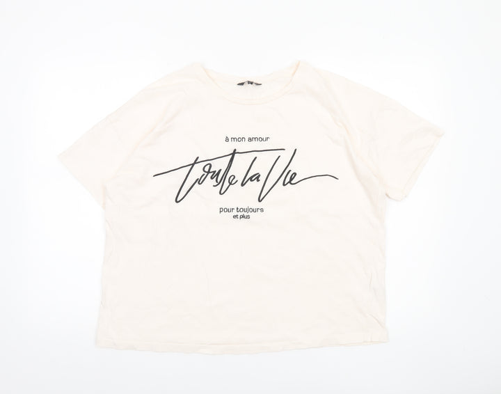 Peacocks Women’s Ivory T-Shirt Size 16 Basic Crew Neck Cotton