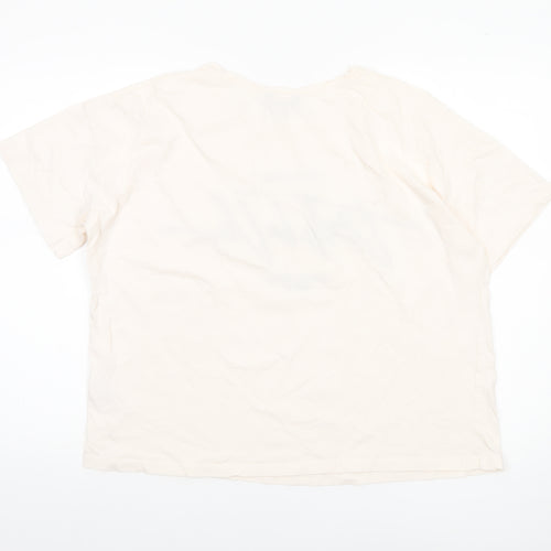 Peacocks Women’s Ivory T-Shirt Size 16 Basic Crew Neck Cotton