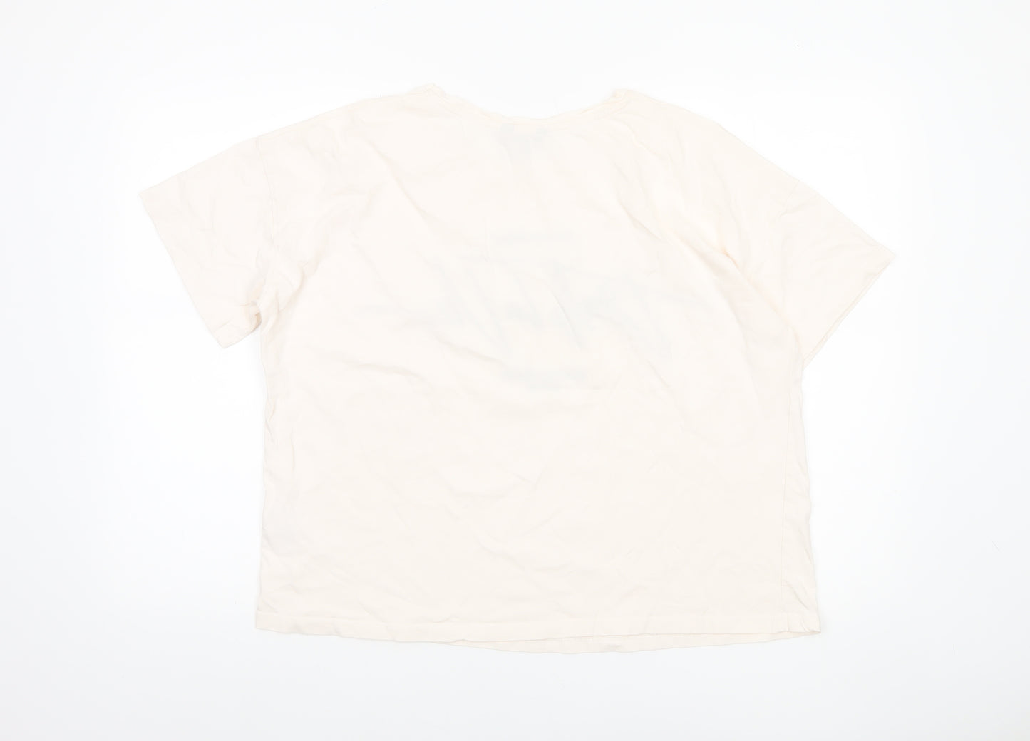 Peacocks Women’s Ivory T-Shirt Size 16 Basic Crew Neck Cotton