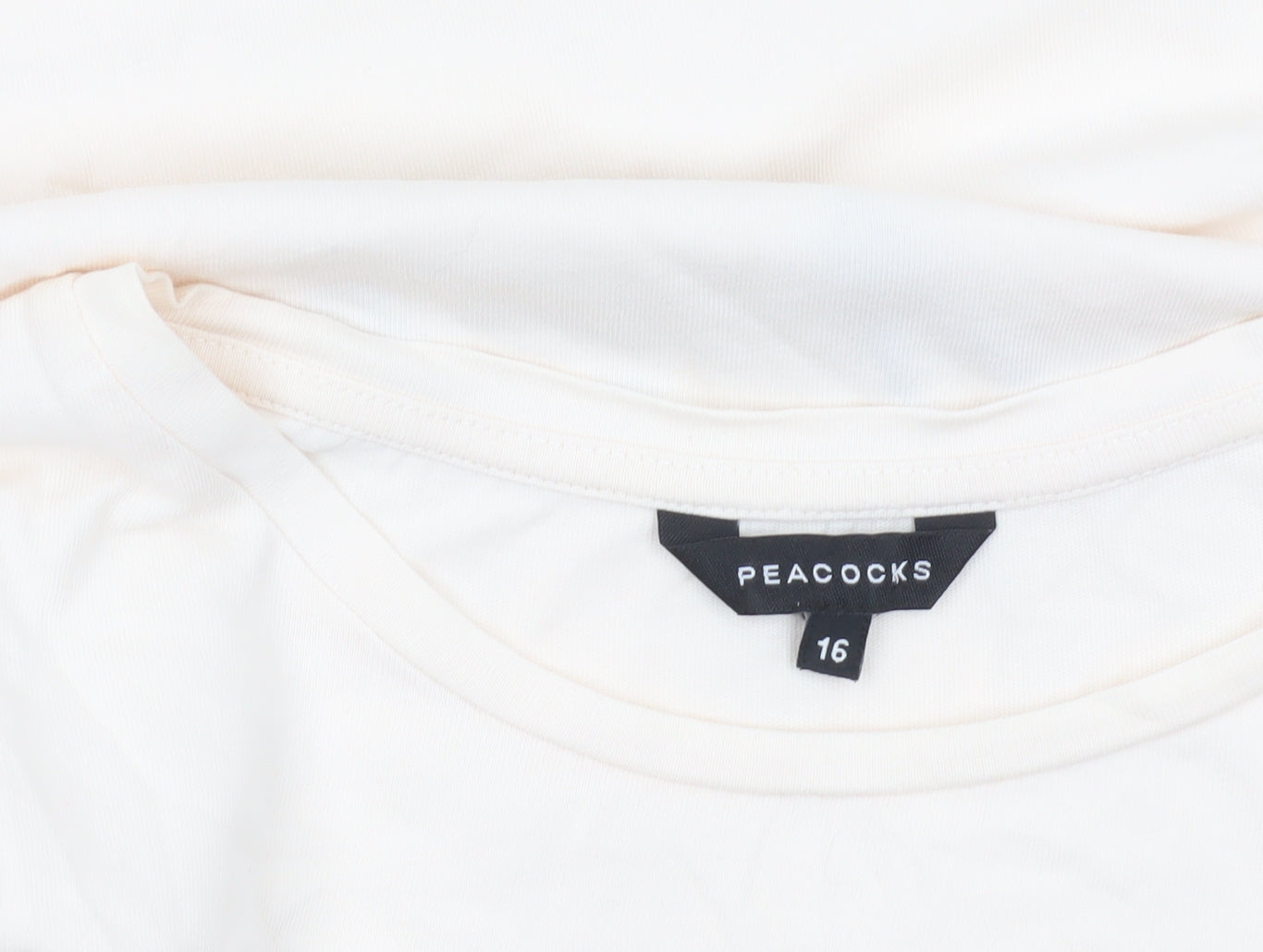 Peacocks Women’s Ivory T-Shirt Size 16 Basic Crew Neck Cotton
