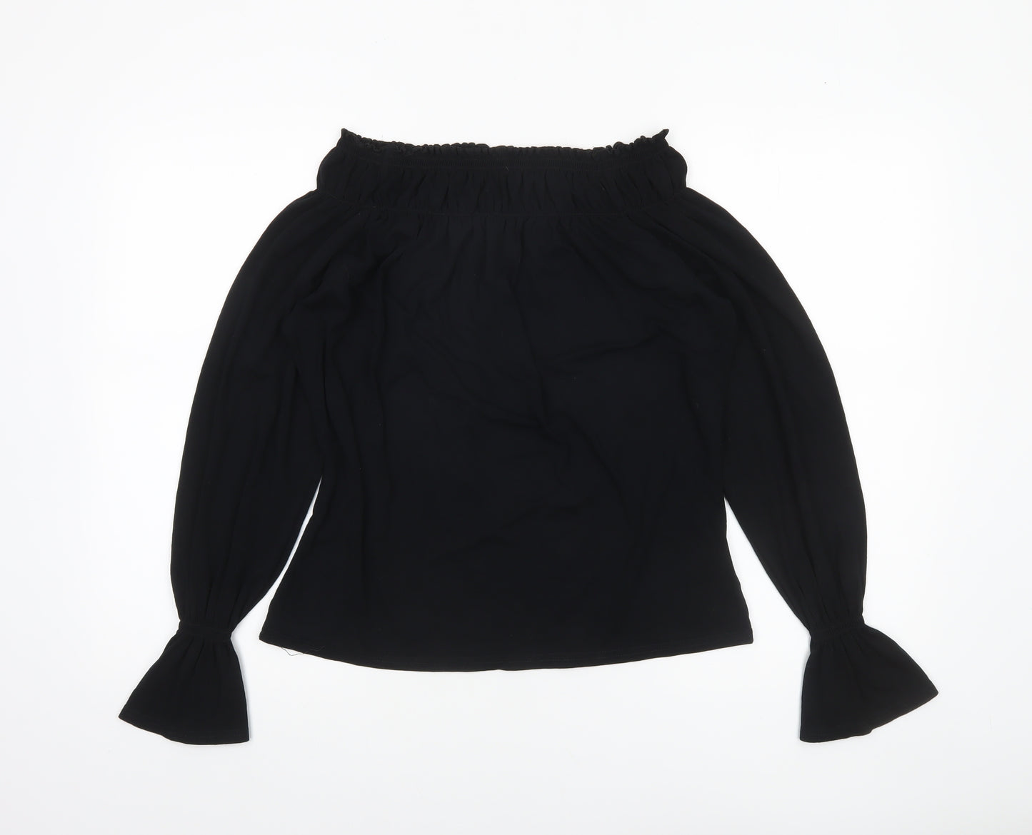 New Look Women’s Black Off Shoulder Long Sleeve Tunic Blouse Size 18