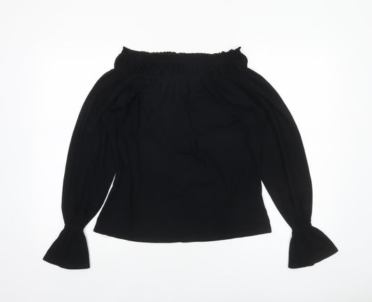 New Look Women’s Black Off Shoulder Long Sleeve Tunic Blouse Size 18