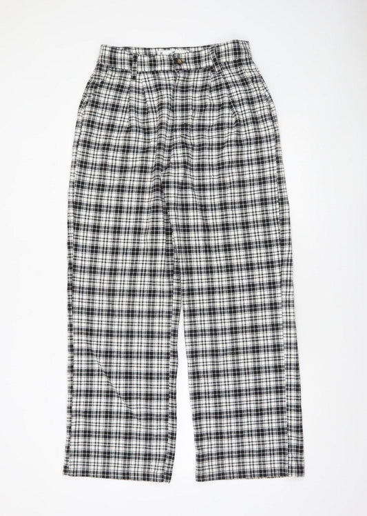 Hollister Women’s Black Plaid High Rise Vintage Wide-Leg Trousers Size 12